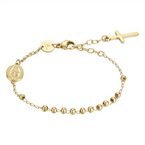 BRACCIALE DONNA ROSARIO IN ACCIAIO IP GOLD LUCA BARRA