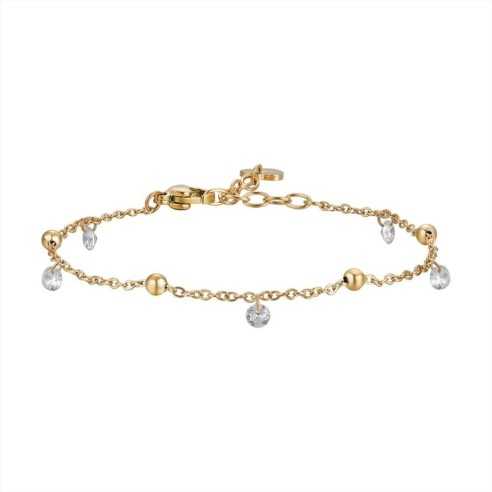 BRACCIALE DONNA IN ACCIAIO IP GOLD CON ZIRCONI BIANCHI LUCA BARRA