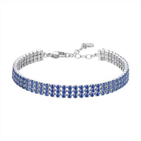 BRACCIALE TENNIS DONNA IN ACCIAIO CON ZIRCONI BLU LUCA BARRA
