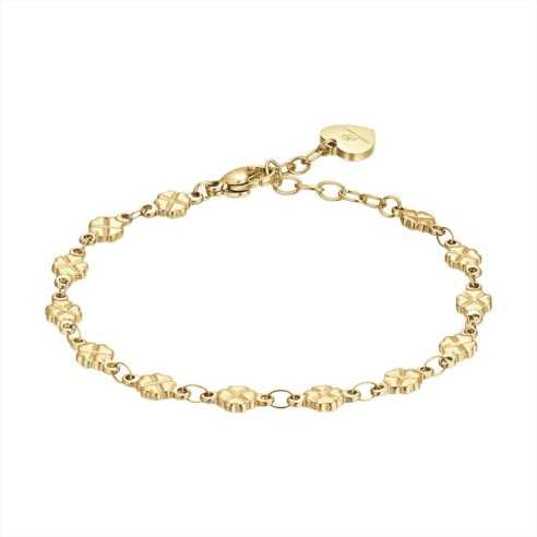 BRACCIALE DONNA IN ACCIAIO IP GOLD CON QUADRIFOGLI LUCA BARRA